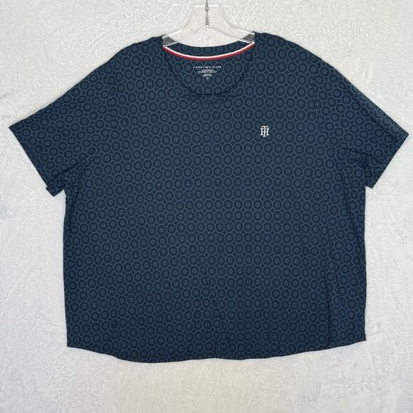 Tommy Hilfiger Sleepwear Blue Circle Dot Pattern Top Women's 2X Short Sleeve Top - Picture 1 of 12
